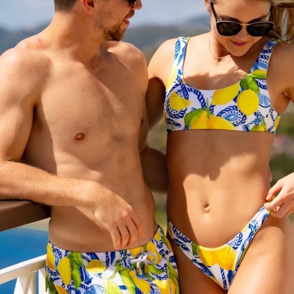 NEW! Kenny Flowers The Positano Sporty Bikini Top Lemons Yellow SZ M - Picture 5 of 12